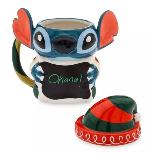 Elf Stitch Holiday Mug & Lid Disney Parks Lilo & Stitch NEW NIB Christmas Santa - Picture 12 of 15